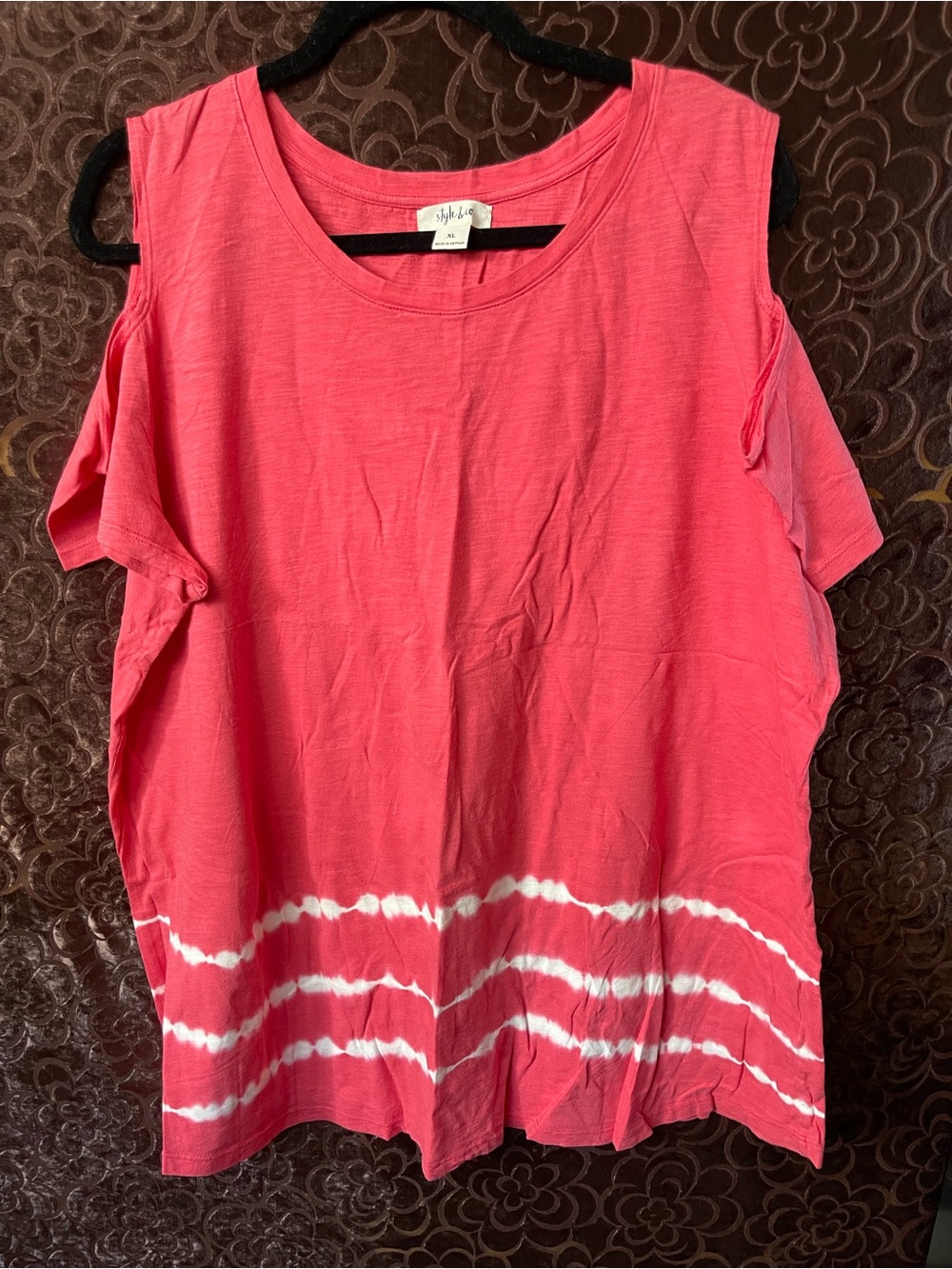 Style & Co. Pink Tie-Dye Cold-Shoulder Women’s Top XL